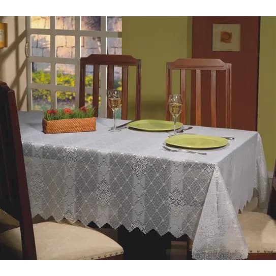 Toalha De Mesa De Renda Retangular 2,10m X 1,40m - Romance