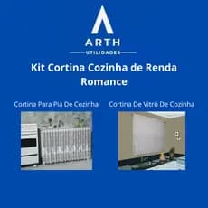KIT CORTINA COZINHA DE RENDA - ROMANCE - VITRO DE COZINHA E CORTINA PARA PIA DE COZINHA