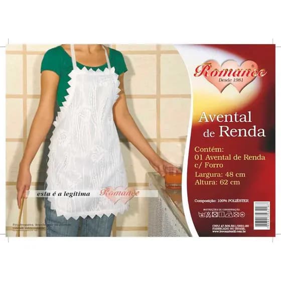 AVENTAL DE RENDA COM FORRO POLYESTER