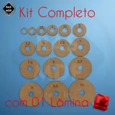 Kit com 16 Gabaritos + 01 Lâmina de reposição para Cortador Circular KW-triO para Adesivo, papel, tags e botton