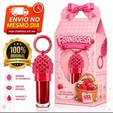 Gloss Franboesa original lançamento Fran brilho intenso  com chaveiro mosquetão efeito glow labial