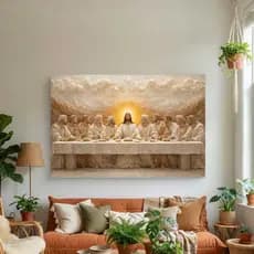 Quadro Decorativo Santa Ceia Branca Iluminada