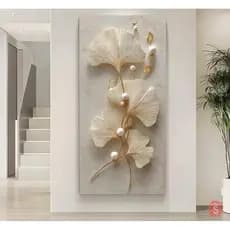 Quadro Decorativo Sala Gigante 1,10x80cm Folhas Ginkgo Biloba Dourado Luxo Decore: Sala Quarto Moderna Elegante