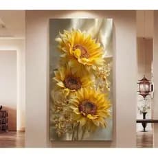 Quadro Decorativo Sala Luxo Flor Girassol Gigante 1,10x80cm.Decore Sala Quarto Copa Salão áreas afins
