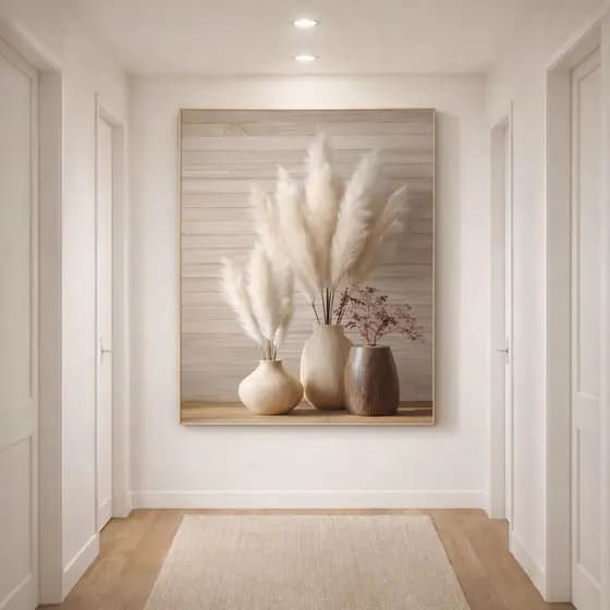 Quadro Decorativo Grande Folhagem Bege 110x80cm para Sala Quarto Escritório
