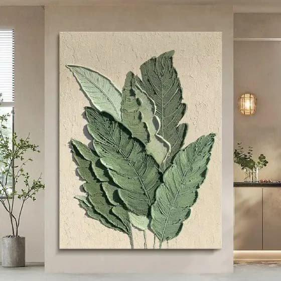 Quadro Decorativo Folhagem Verde clen Gigante 90x70cm.Decore quarto,sala,copa,escritórios,hall,consultórios.