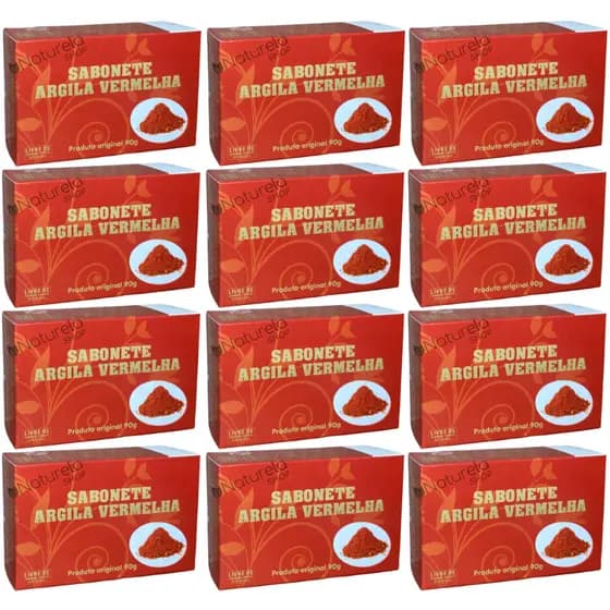 12 Un. Sabonete Barra Argila Vermelha - Tropical 90g
