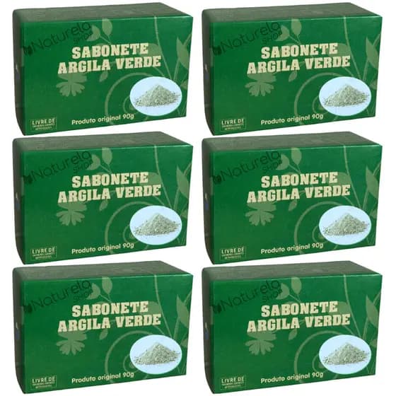 6 Un. Sabonete Barra Argila Verde - Tropical 90g