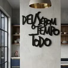Quadro Decorativo Frase Deus é Bom o Tempo Todo em MDF 3MM Preto Escultura de Parede 3D Luxo