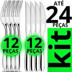 Faca 24,20,18,16,12,8 ou 6 Peças Aço Inox Premium Jogo Talheres Facas de Churrasco Cozinha Buffet Casa