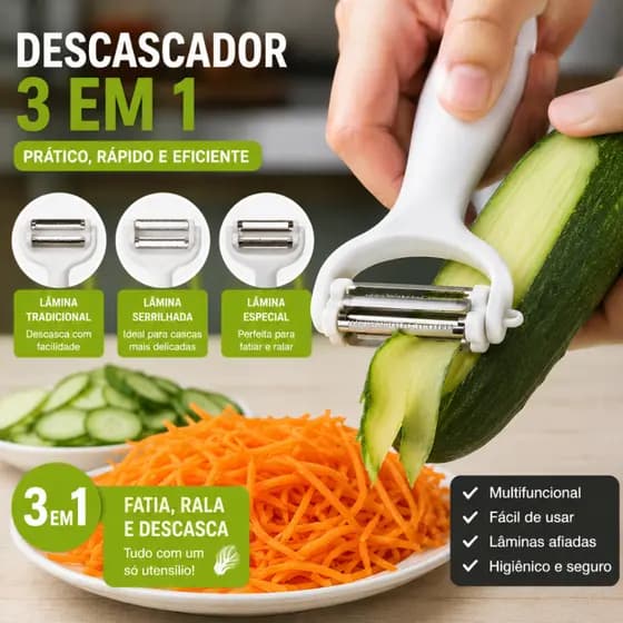 Fatiador E Descascador 3 em 1 Multifuncional Ralador de Repolho,Legumes, Frutas e Verduras