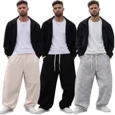 Calça SUPER BAGGY Moletom Cinza Larga Lisa Unissex Treino Forrada Premium Cordão Na Cintura 100 % Algodão Confortável