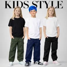 Calça Azul Marinho Escolar Cargo Infantil Masculina Feminina Tecido Sarja Bolsos Laterais Confortável Elástico e Cordão