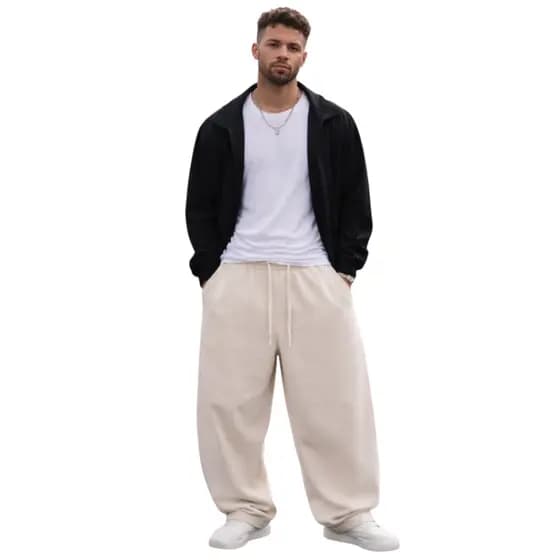 CALÇA SUPER BAGGY MOLETOM MASCULINA FEMININA PRETA Larga Lisa Treino Forrada Premium Cordão Na Cintura 100 % Algodão