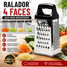 Ralador Aço Inox 4 Faces Manual Resistente Para Queijo Legumes E Verduras