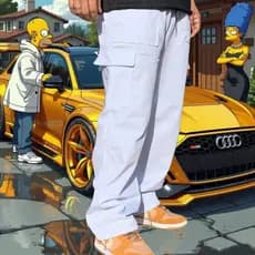 Calças Feminina Masculinas Cargo  P M G GG Roupas 5 Bolsos Skate Larga Cordão Elástico Cintura Presente
