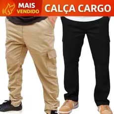 Calça Preta Bege Cargo Masculina Feminina Sarja Premium Bolsos Laterais Estilo Street Resistente  Elástico Cordão