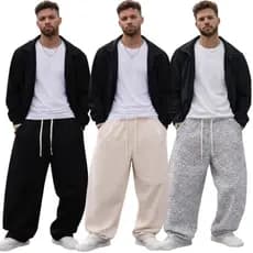 Calça Baggy  Moletom Unissex Streetwear Exclusiva  Básica Lisa Neutra Clean HipHop Premium Wide Leg Confortável