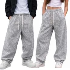 Calça Moletom Baggy Infantil Oversized Streetwear Unissex Estilo Premium Com Punho Na Cintura