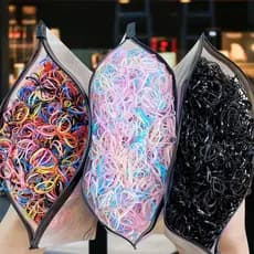 elastico de cabelo liguinha de silicone bolsa estojo com 1000 mil ou 2000 unidades