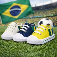 Tênis Infantil Brasil RN Bebê Copa do Mundo Confortável Macio Leve Antiderrapante Dia Dia Promoção