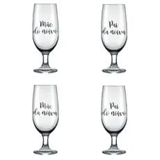 Kit De 4 Taças De 300ml De Vidro Pai E Mãe Da Noiva E Noivo