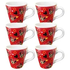 6 Caneca Xicara Personalizada Minnie e Mickey Disney de Porcelana 110 ml
