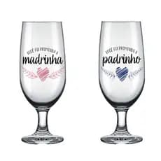 01 Taça Para Convite Padrinhos Casamento Batizado Batismo Lembrancinha Dindo e Dinda Madrinha e Padrinho 300ml
