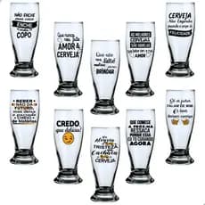 Jogo 10 Copos Tulipa Munich 200ml com Frases Decorativa Engraçada kit