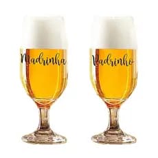 kit Jogo de taças de cerveja Floripa Casamento Batizado Batismo Lembrancinha Mãe e Pai dos noivo e noiva 300ml