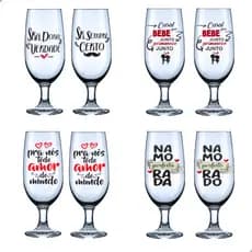 Taça de cerveja vinho suco kit 2 unidades Dia dos namorados casal atacado