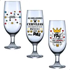 Kit 10 Taças Cerveja 300 Ml Personalizado presente Dia Pai Bares jogo atacado