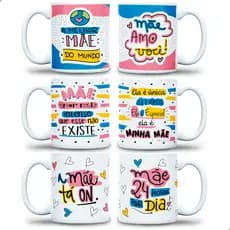 Kit 6 Canecas Personalizadas Dia das Mães Presente para Mãe Criativo Barato