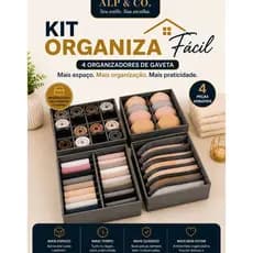 Kit 4 Organizadores de Gaveta Dobráveis Colmeia Multiuso para Meias, Cuecas, Sutiãs e Roupas Íntimas Cinza