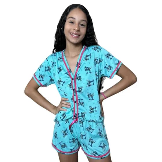 Pijama Infantil Americano/ Blogueira/ Pijama de Botão/ Baby doll