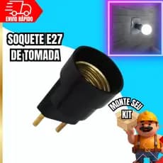 Soquete Tomada Bocal Para Lâmpada E27 Plug Macho Bipolar Bivolt Rosquear
