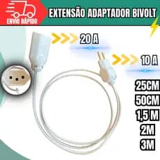 Adaptador Tomada 10A Para 20A Extensão Elétrica Cabo Cordão Prolongador Bivolt 25/50 CM/1,5M/2M/3M