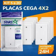 Kit Placa Cega 4x2 Branca Espelho Cego Para Parede Acabamento Tampa Caixa Com Parafusos