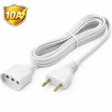 Extensão Elétrica Bivolt 110 / 220 V Cabo Cordão Prolongador 10A Plug 5Cm/25Cm/50Cm/1M/1,5M/2M/3M/5M