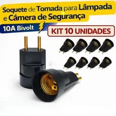 Kit 10 a 20 Unidades Soquete Bocal Para Lampada Tomada Rosquear E27 Pino Plug Macho Bipolar Bivolt