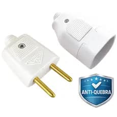 Kit Plugue Macho + Fêmea 10A para Extensão | 2 Pinos Plug Reforçado Anti-Quebra | Envio Hoje