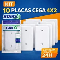 Kit 10 Placa Cega 4x2 Espelho Cego Tampa Branca Acabamento Caixa Parede Com Parafusos