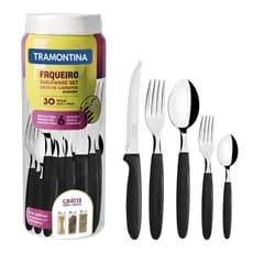 Faqueiro Tramontina Ipanema 30 Peças Com Pote Plástico - PRETO