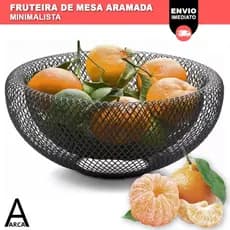 Fruteira De Mesa Cesto De Frutas Aramado Cozinha Metal Luxo Organizadora Moderna Black Preto