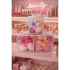 Kit Esponjas com Piranhas Flor – 3 Esponjas + 1 Piranhas de Cabelo – Blender Puff 💖