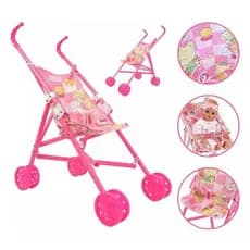 Carrinho de Boneca Infantil Rosa - Dobrável e Leve, Ideal para Presente