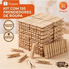 Kit 120 Prendedor Pregador de roupas de madeira pregador promoção