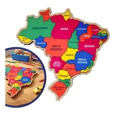 Quebra-Cabeça Brasil Educativo 🧠 Madeira Resistente | Aprende Brincando Estados e Regiões