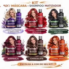 KIT SHAMPOO + MÁSCARA TONALIZANTE MATIZZE Sem Amônia Avelã, Preto, Marsala, Loiro, Vermelho, Ruivo