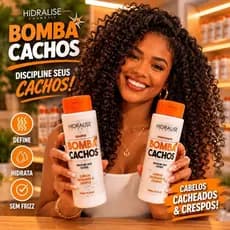 Kit  Bomba Cachos Shampoo 500ml e Condicionador 500ml Ativador Cachos Orgânico Definição Finalização